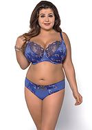 Romantic big cup bra, partially sheer cups, guipure lace